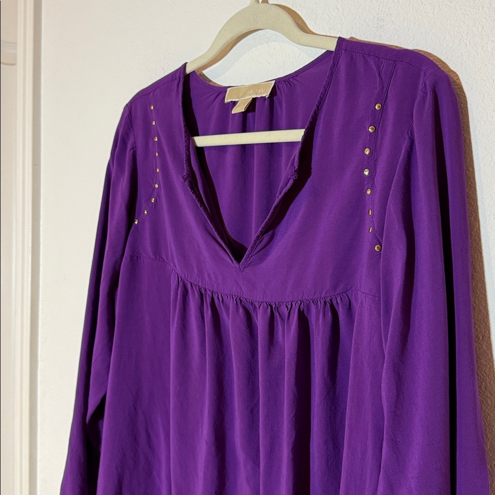Michael Kors Vibrant Purple Blouse with Stud Details Size Medium